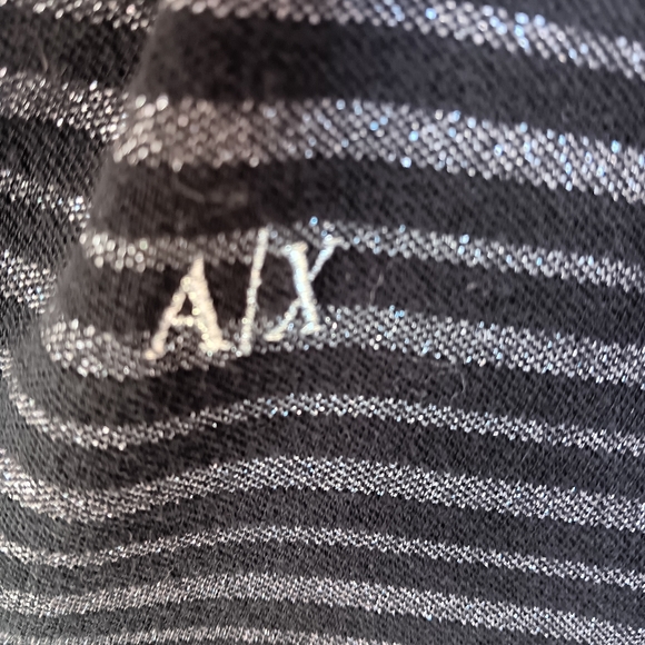 Armani Exchange Black and Silver Sparkly Polo Shirt Size XS - Picture 3 of 5